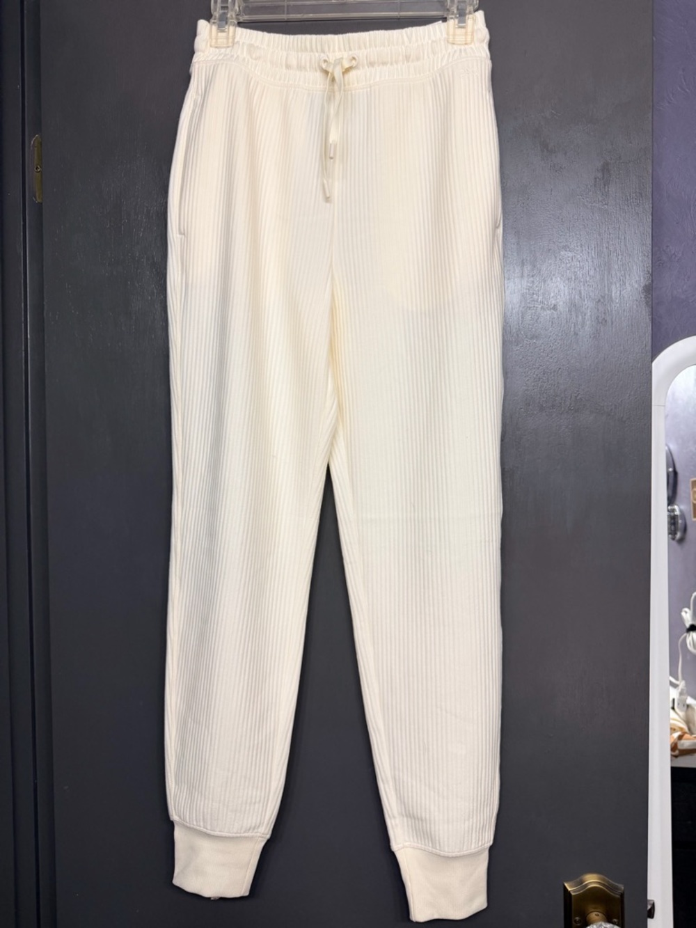 DSG Cream Ribbed Jogger Sweatpants for Women